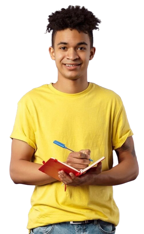 retrato joven estudiante hispano que estudia cursos linea escribiendo conferencias haciendo personal