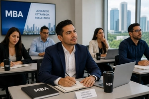 Estudiantes cursando maestrías en Panamá en aula universitaria
