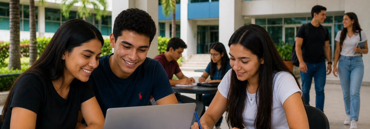Estudiantes en una universidad en Panamá durante clase presencial